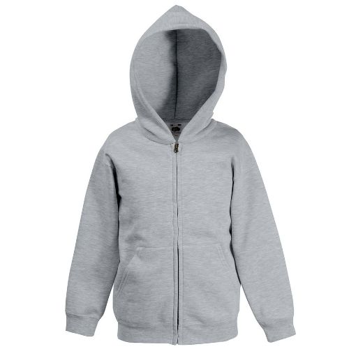 Fruit Of The Loom Kids Classic Hooded Sweatshirt Jacket Heather Grey